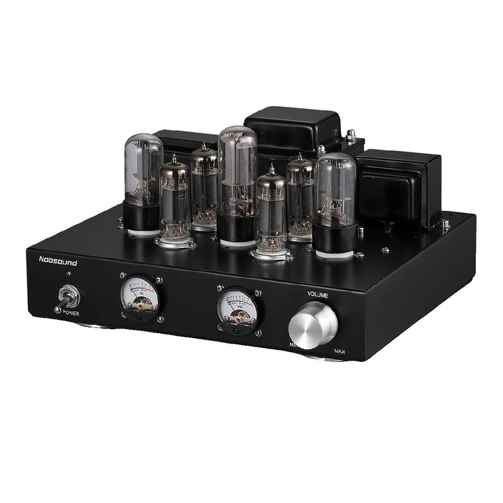 Amplificator cu tub de valve, 2 canale, 12W, design clasic, culoare neagra