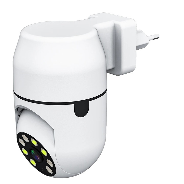 Camera de supraveghere, 1080P HD, viziune nocturna color, urmarire inteligenta, alb, varianta cu priza EU