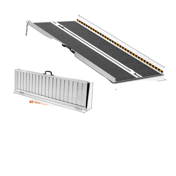 Сгъваема рампа за инвалидни колички, товароносимост 800 фунта (360 кг), нехлъзгава повърхност, 48 инча (122 см)