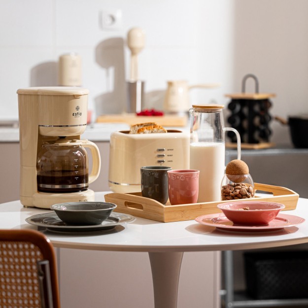 Cafetiere, Estia Home Art, 800W, 0.75 litri, crem/argintiu