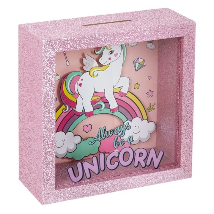Pusculita decorativa Unicorn, roz, 15x6x15cm