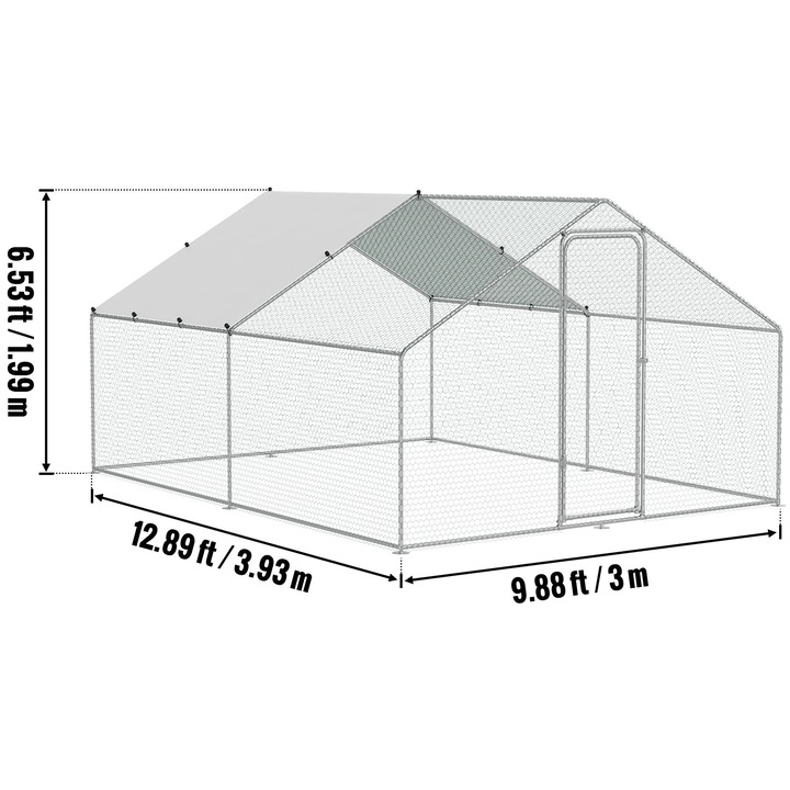 Cusca metalica pentru pasari, otel galvanizat, plasa hexagonala, argintiu