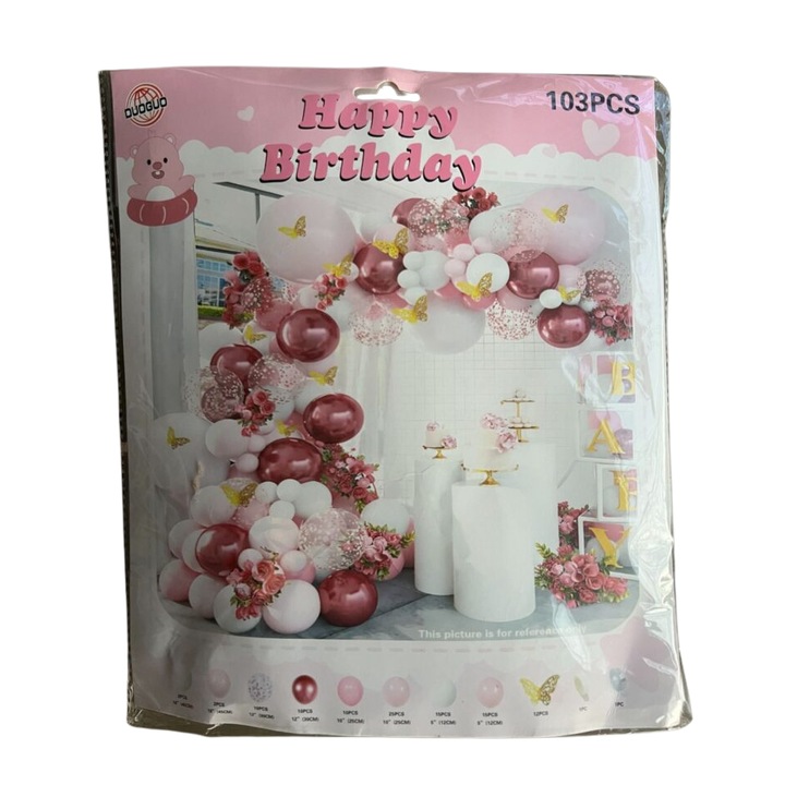 Arcada baloane roz, 103 piese