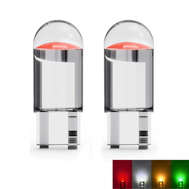Комплект от 2 LED автомобилни крушки T10 W5W, червени, 12V