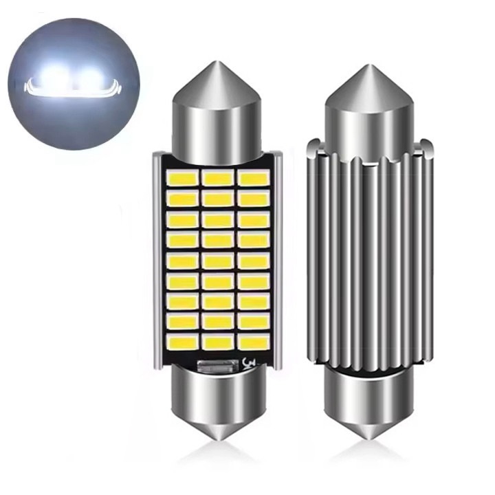 Set 2 becuri auto LED C5W, CANBUS, 36mm, 6000k Alb Rece, 12V, Chip 3014