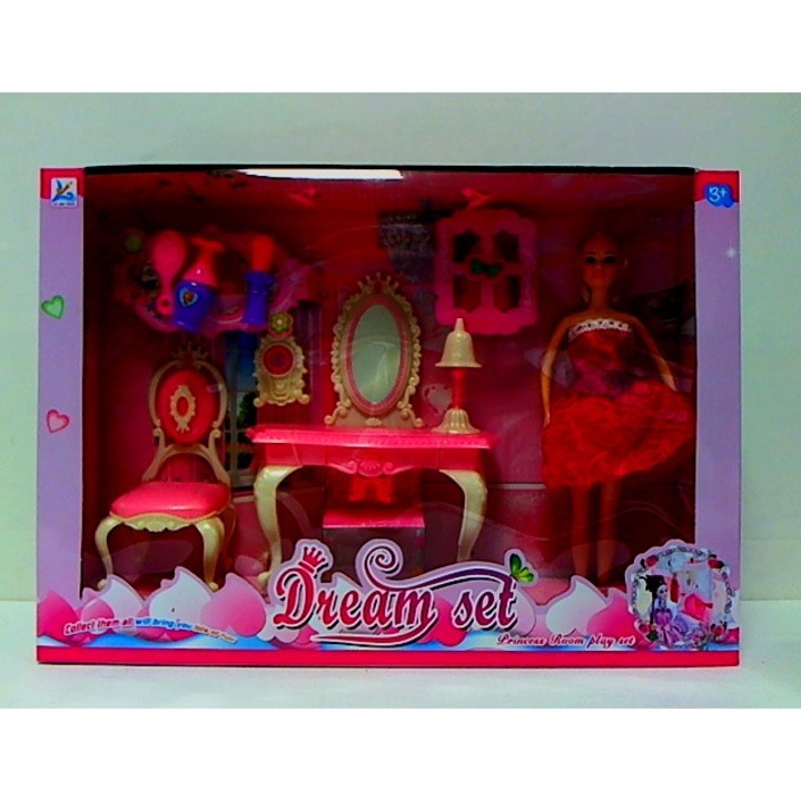 Baba fésülködőasztallal, többszínű