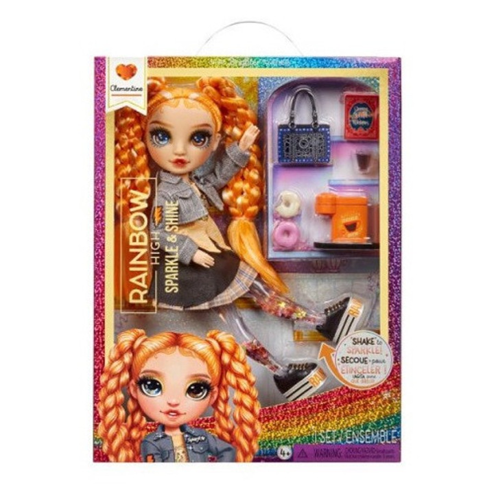 Papusa Rainbow High, Sparkle and Shine, Clementine, 27cm, portocaliu