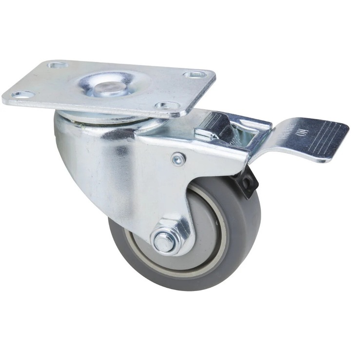 Roata Pivotanta cu Flansa din TPR GRI 1107 - Fara Frana Sarcina Maxima 110 kg Fara Frana 100 x 31 mm