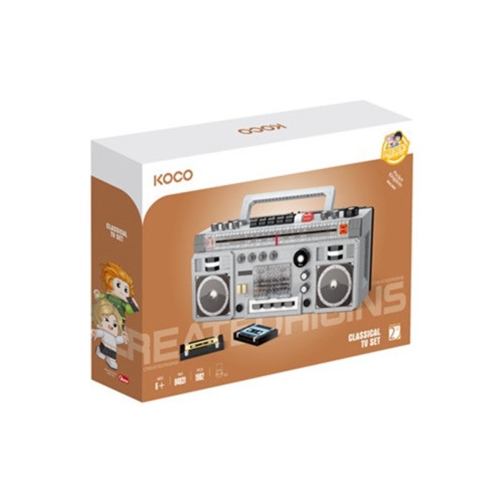 Комплект за конструиране на ретро радио KOCO, 1982 елемента, многоцветен