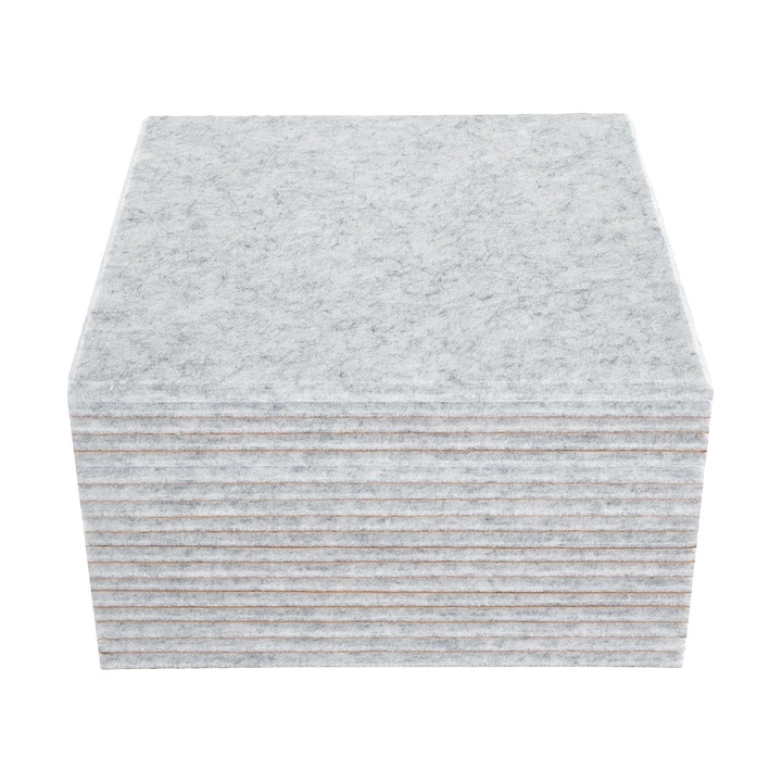 Panou Acustic, Poliester, Forma Patrata, 9mm, Gri Argintiu, 30x30cm