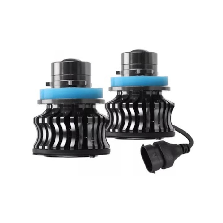 Set 2 becuri H8/H11, Xenon Bright, 6500k, alb rece, 30W, 8000 Lm, Canbus