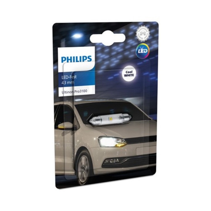 Led auto Alb C5w sofit Philips Ultinon Pro3100 SL 43 mm