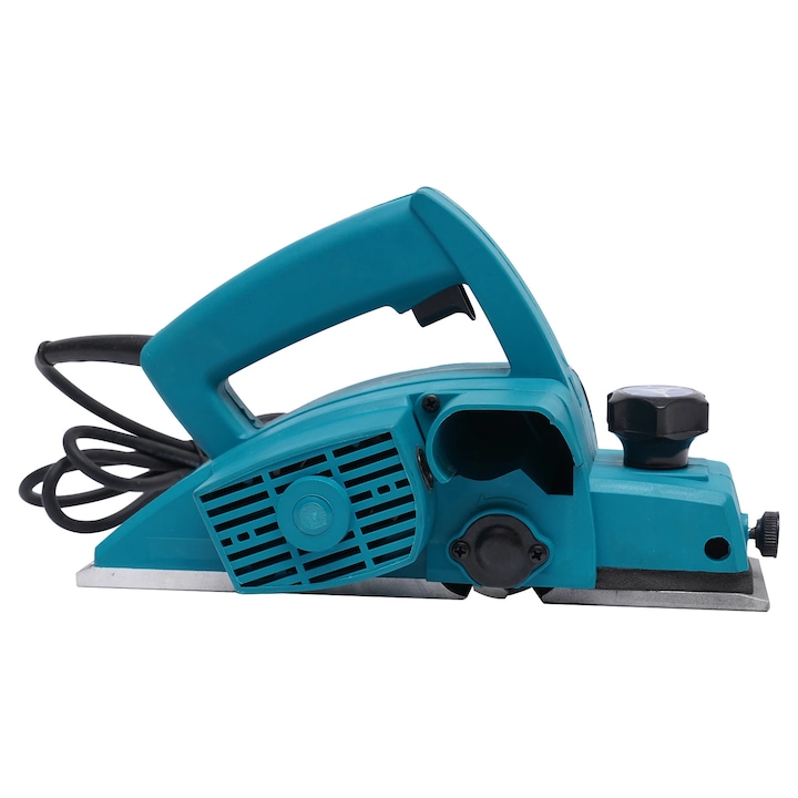 Rindea electrica de mana, Rindea pentru lemn, 800 W, Motor fara perii, 16000 rotatii/min, Latime rindeluire 82 mm, Adancime 1 mm, 220 V fisa UE, Albastru