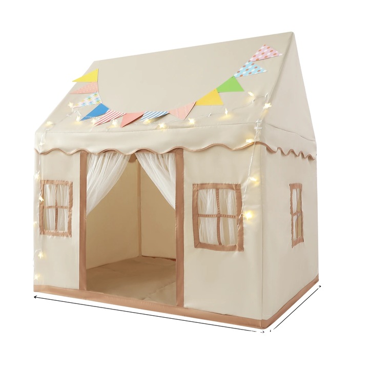 Cort pentru copii, cu draperii anti-tigai, design casa, 120x100x130cm, set complet