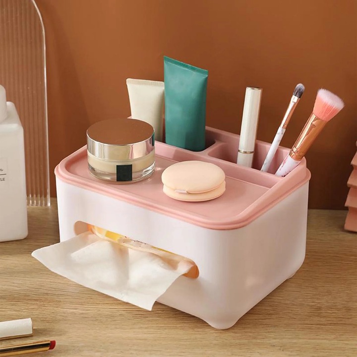 Set suport servetele, YANYXR, organizator multifunctional, roz, 19.7x11.5x14.5cm
