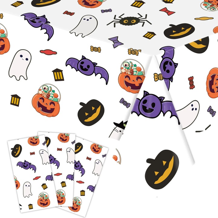 YANYXR Halloween terítő, eldobható, műanyag, téglalap alakú, 137x274cm