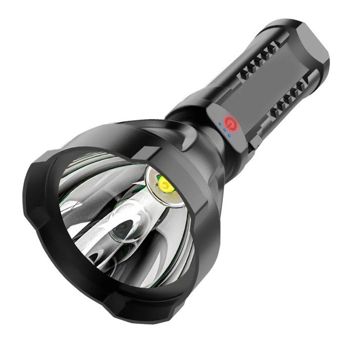 Hordozható LED lámpa, 20000 lumen, USB, fekete, 8x8x18cm