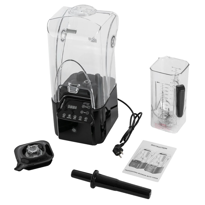 Blender comercial, 2200W, 9 viteze, capacitate 2200ml, negru