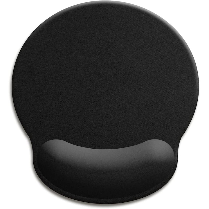 Mouse pad ergonomic YANYXR BCS3230457, perna de sprijin pentru incheietura din spuma memory cu gel, suprafata Lycra, baza anti-alunecare, negru