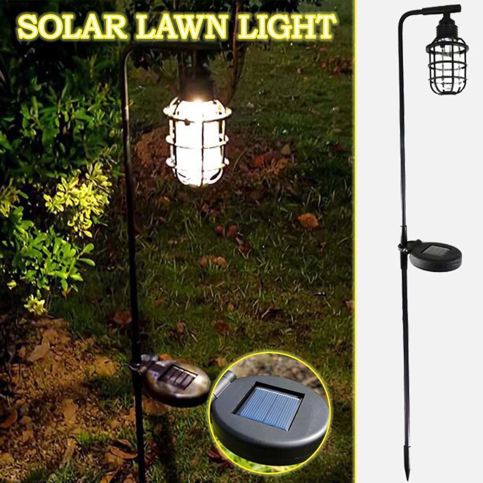 Solare Gradina Lampi solare pentru gradina, set 2 buc, design modern, culoare neagra ...