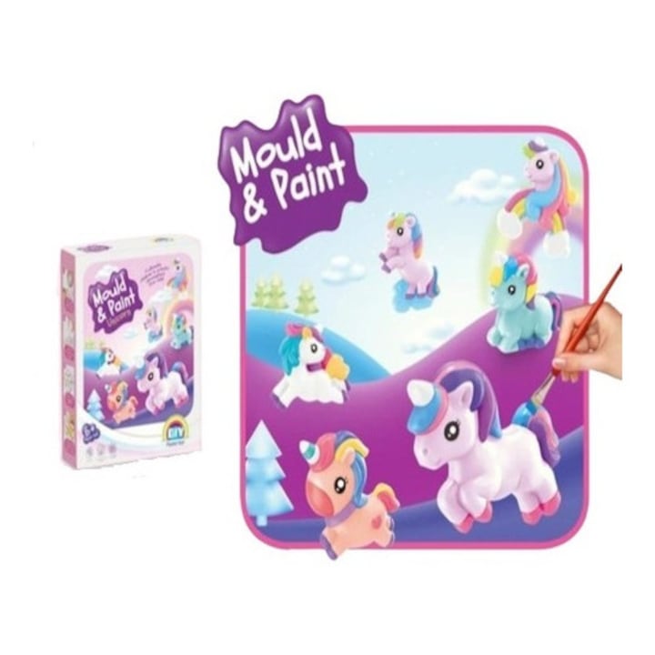 Kit figurine din ipsos, model unicorn, multicolor