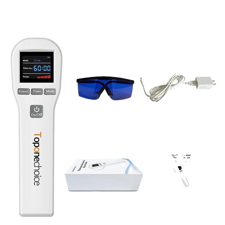 Dispozitiv portabil de terapie cu laser de intensitate redusa, 880 mW, timp de tratament reglabil, lungimi de unda duble, alb