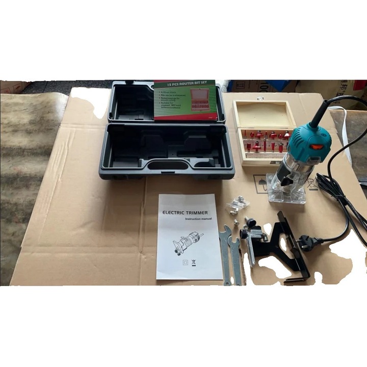 Masina de frezat, 800W, 31000 RPM, set 12 freze, 20x9x8 cm