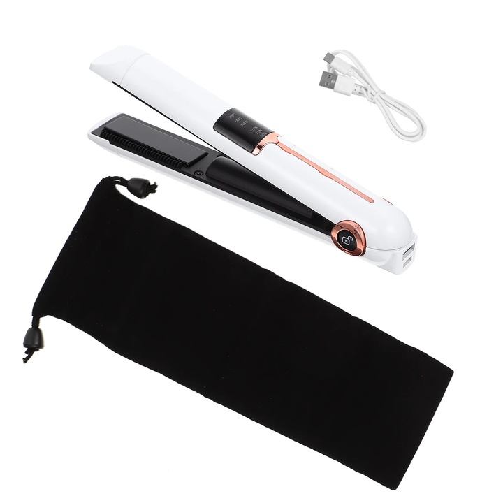 Placa de indreptat si ondulat par, albastru, 21x4x3.5cm, fara fir, USB, 2600mAh