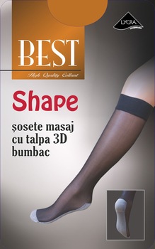 Sosete dama 3D de masaj cu talpa din bumbac Best Shape 20 Den, Negru, One Size Sosete dama 3D de masaj cu talpa din bumbac Best Shape 20 Den, Negru, One Size