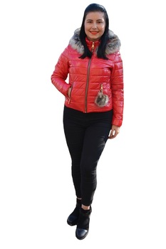 Jacheta Vera casual ,scurta cu aspect lucios ,D&J Exclusive, Rosu Jacheta Vera casual ,scurta cu aspect lucios ,D&J Exclusive, Rosu