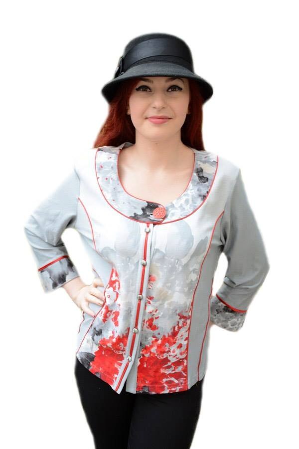 Bluza de zi, design abstract,D&J Exclusive, Gri