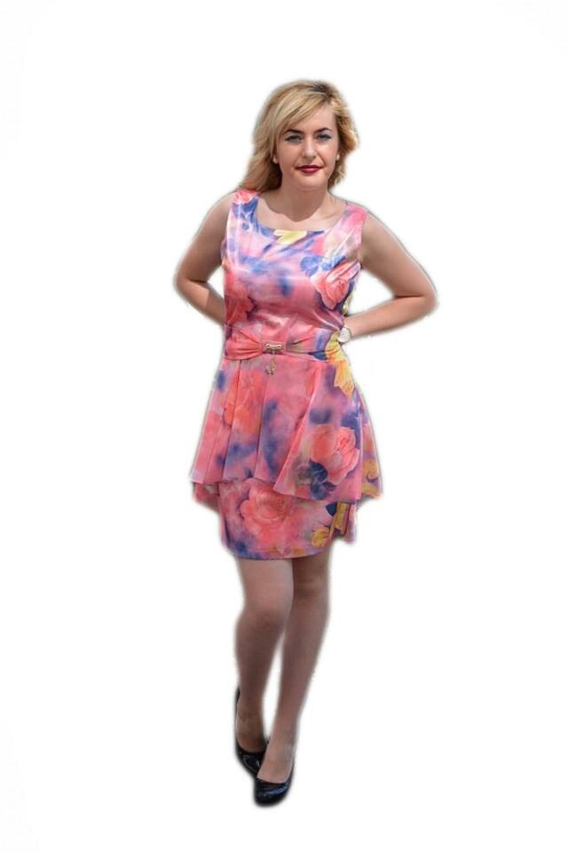 Rochie moderna, cu imprimeu floral,D&J Exclusive, Roz