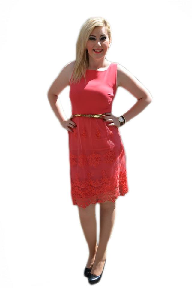 Rochie deosebita, cu tul brodat in partea de jos,D&J Exclusive, Corai