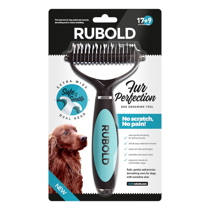 RUBOLD Premium Fur Perfection kutya és macska kefe és szőrbontó fésű
