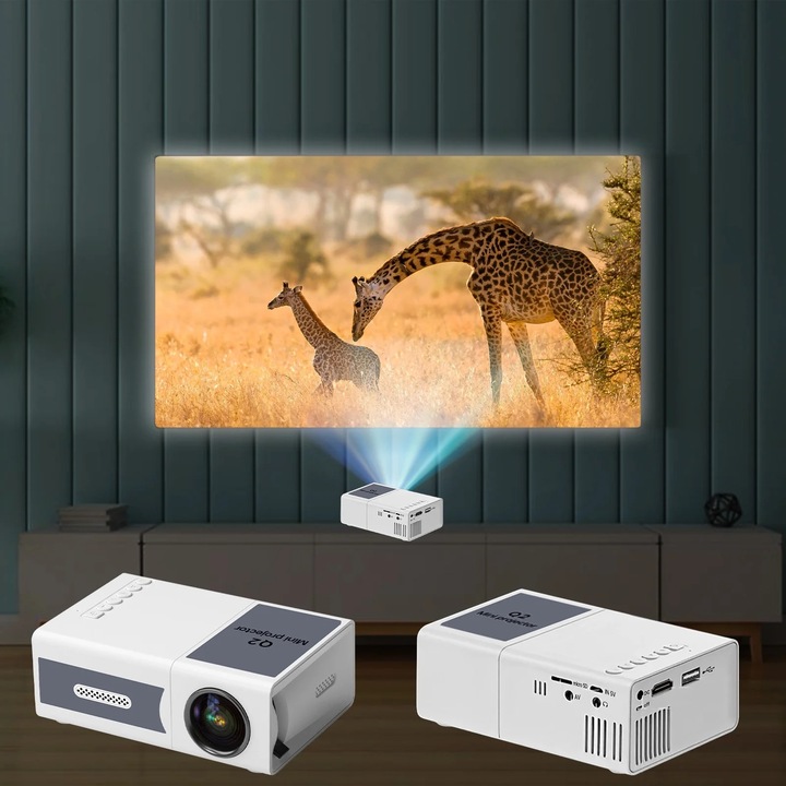 Мини преносим видео проектор 1080p, 2.0 инча, 50 лумена, с USB и HDMI интерфейс, дистанционно управление