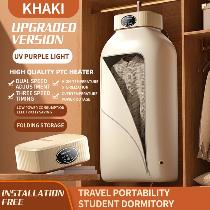 Uscator rufe portabil YANYXR, pliabil, 2 trepte, alb, 600W, 1.5m