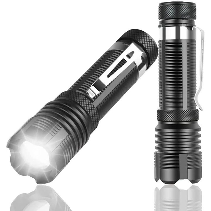 Комплект от 4 мини LED фенерчета, 500 лумена, 5 режима, водоустойчивост IPX4, компактен дизайн