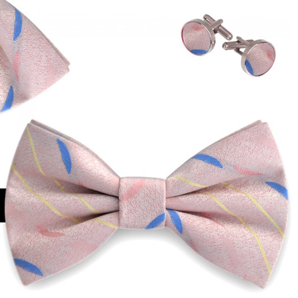 Set papion barbati, batista, butoni, roz garoafa, model hemisfera