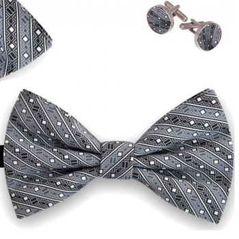 Set papion barbati, batista, butoni, gri, model motive inspiratie etnica Set papion barbati, batista, butoni, gri, model motive inspiratie etnica