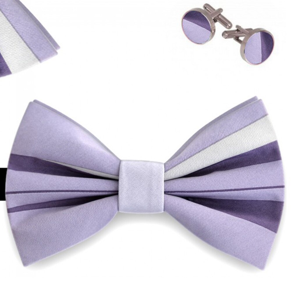 Set papion barbati, batista, butoni, mov lavanda, model dungi diverse dimensiuni