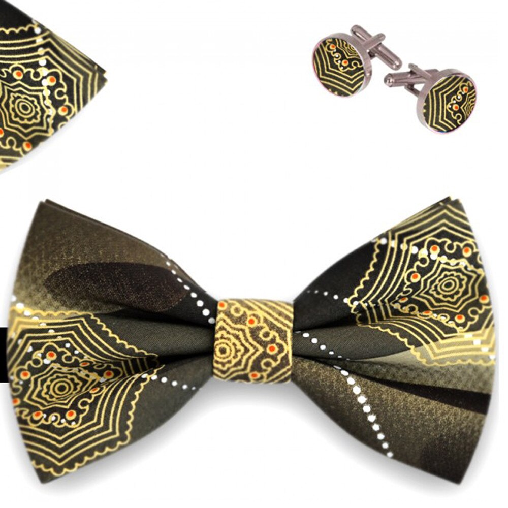 Set papion barbati, batista, butoni, verde, model stil ludic, panza paianjen