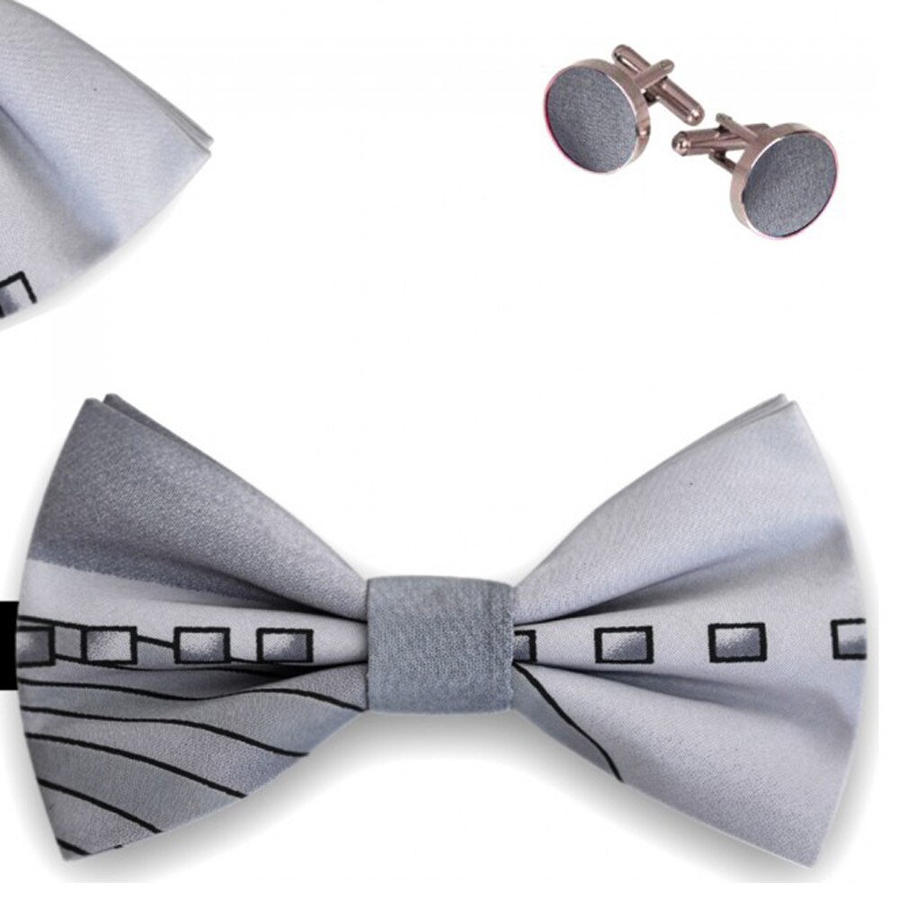 Set papion barbati, batista, butoni, gri degrade, model geometric