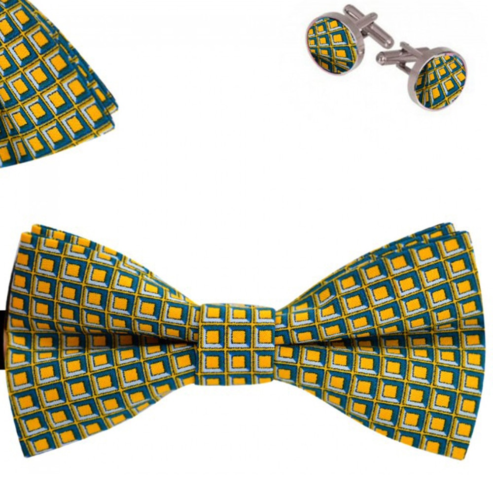Set papion barbati, batista, butoni, verde pin, model carouri