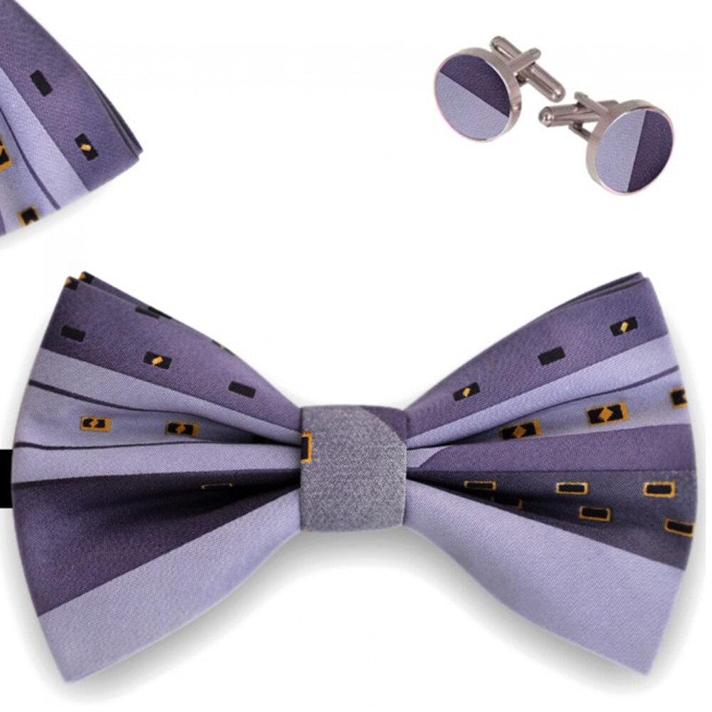 Set papion barbati, batista, butoni, mov, model digital