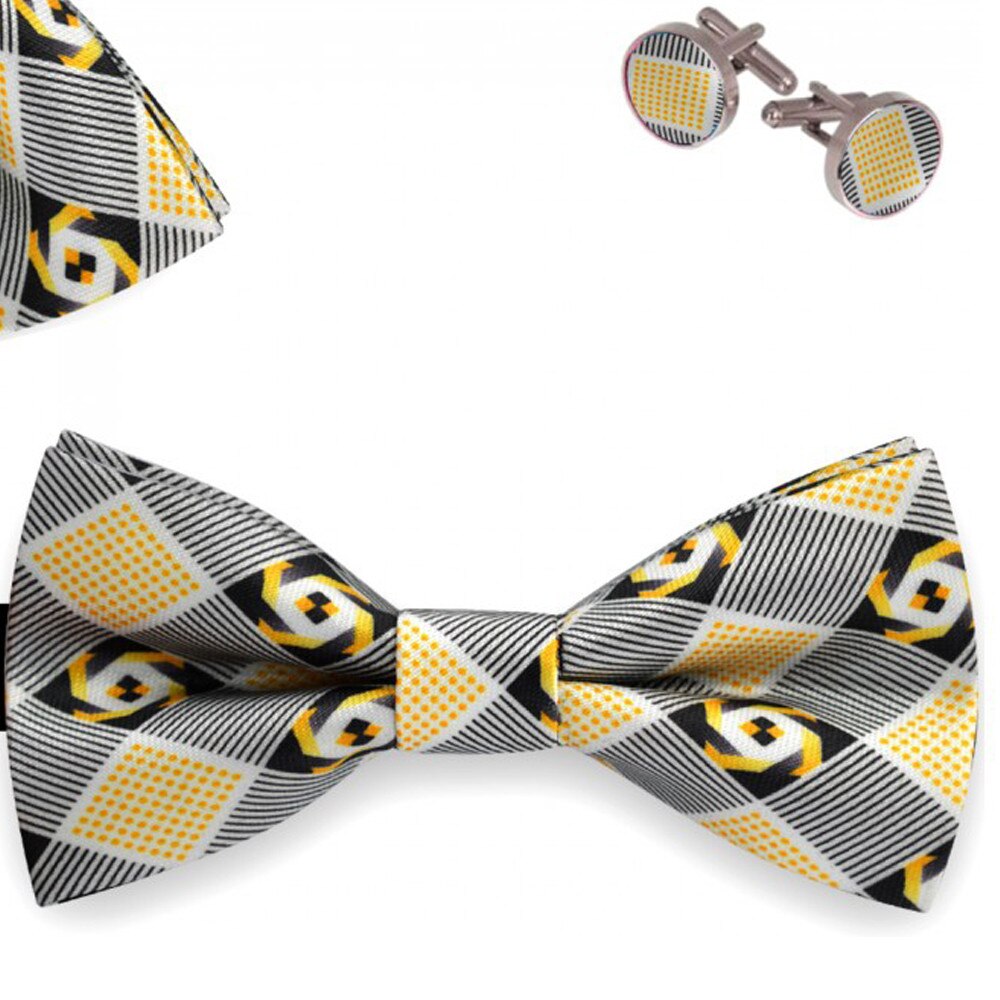 Set papion barbati, batista, butoni, multicolor, clasic, model multitudine de detalii