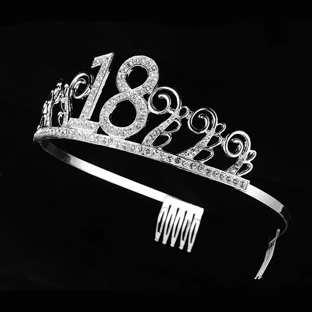 Tiara numar cu strasuri, accesoriu de par, 13cm x 5cm, pentru
