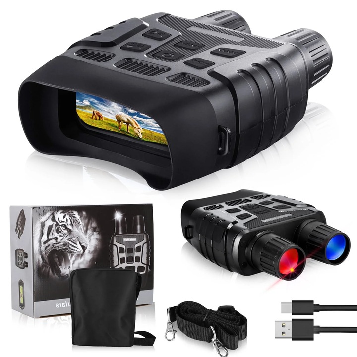 Binoclu cu viziune nocturna 7x24 mm, 300m, functie de inregistrare HD, 2.31" LCD, design durabil