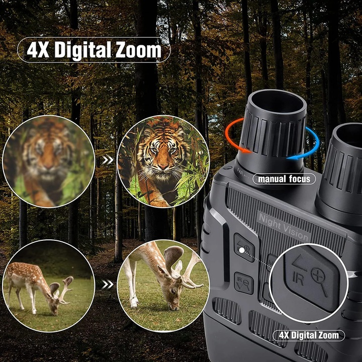 Binoclu cu viziune nocturna 7x24 mm, 300m, functie de inregistrare HD, 2.31" LCD, design durabil