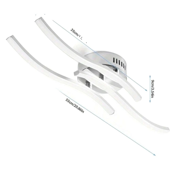 Mennyezeti lámpa, hullámos kialakítás, fehér 5500K, méretek 10,5cm x 53cm x 9cm