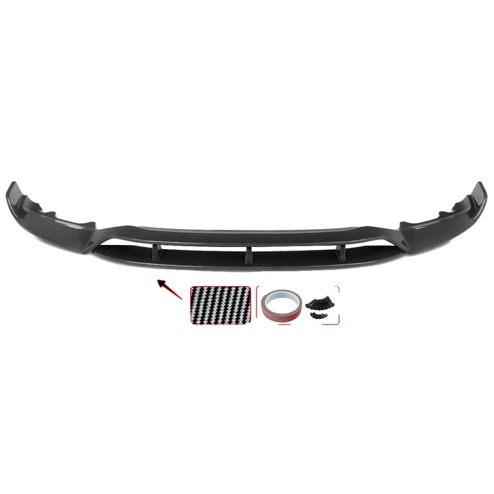 Bara spoiler frontal, ABS, stil M Performance, aspect fibra de carbon, 190x50x13cm, negru